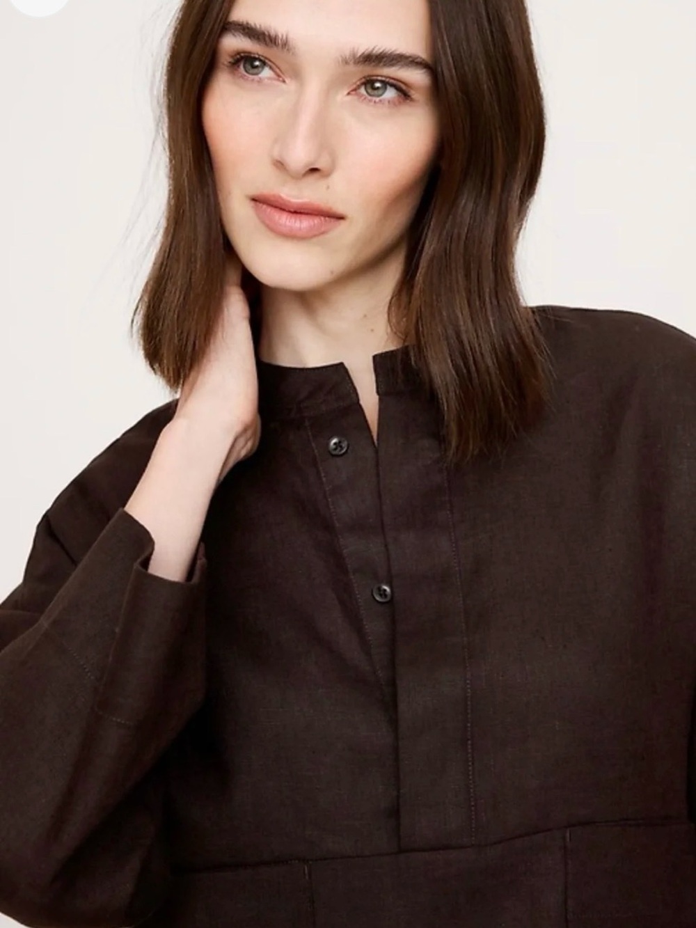 NWT Banana Republic Ganache Brown Linen Pullover Top Sz Medium (#872039)